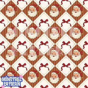 Vintage Santa Patchwork Seamless Pattern File for Christmas Fabric Printing (Digital File)