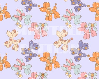 Dog Balloon Seamless Pattern for Fabric Printing Sublimation, Sublimation File, Surface Design, Fabric Design Digital File
