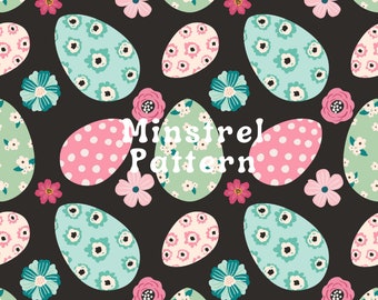 Floral Pastel Easter Eggs Seamless Pattern File, Spring Fabric Printing Sublimation, Pastel Flower Digital Papers, Custom Fabric Files