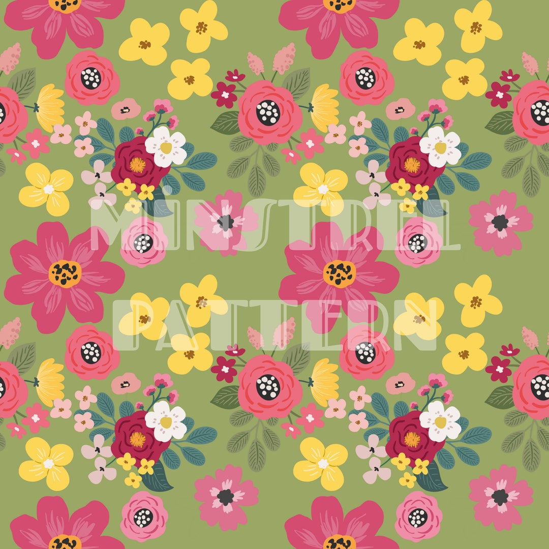 Spring Flower Seamless Pattern, Boho Floral Fabric Printing Sublimation ...
