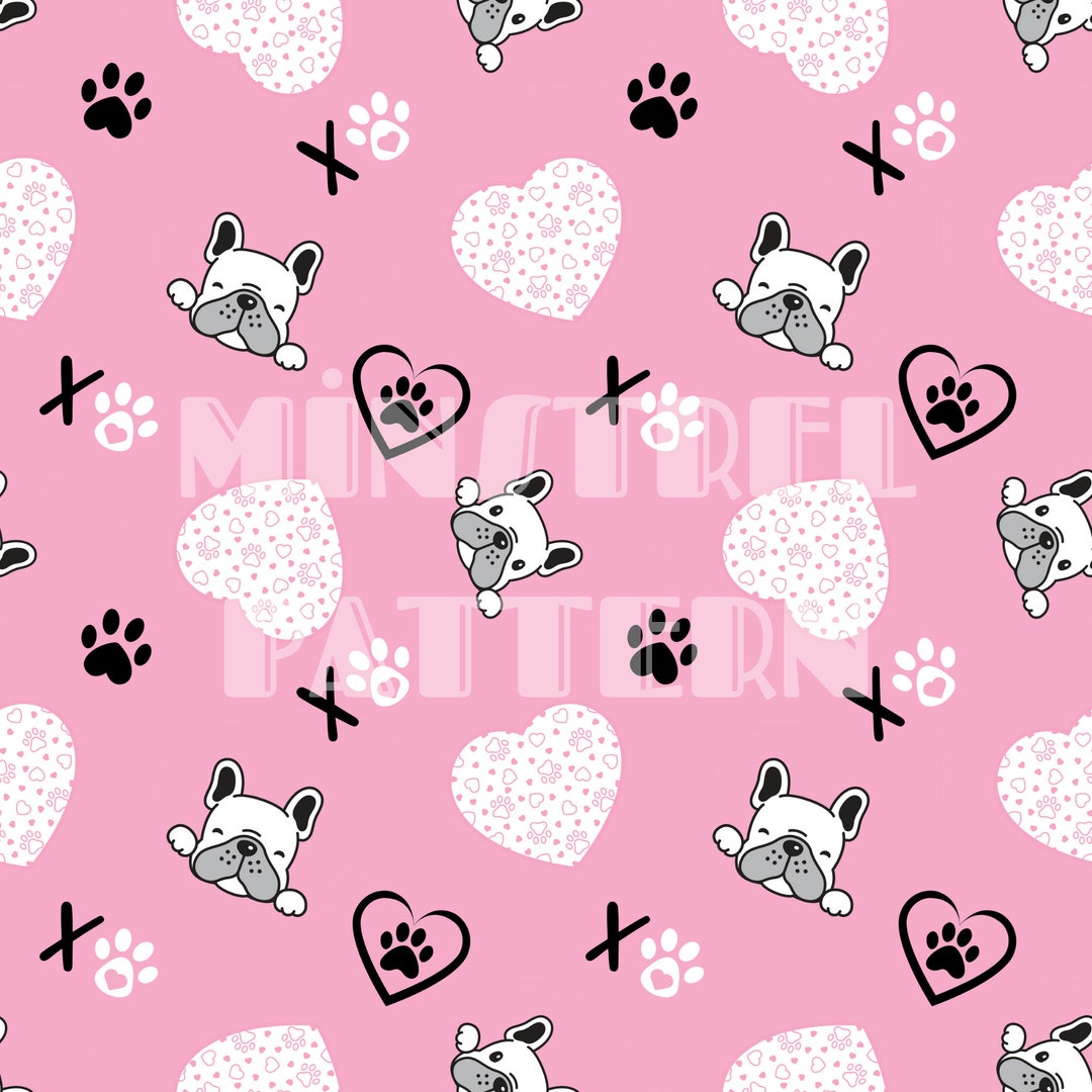 Cute Dog With XO Pawty Seamless Pattern Files for Valentines Day Fabric ...