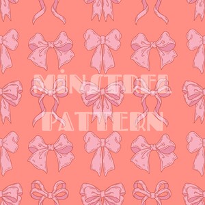 Sugar Pink Coquette Bows Seamless Pattern Files for Girly Fabric Sublimation Printing Custom Fabric Design File