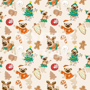 Weihnachten tanzender Hund Lustiges nahtloses Muster für Weihnachtsstoffdruck Sublimation, Sublimationsdatei, Oberflächendesign