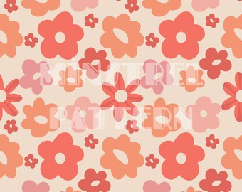 Coral Flower Seamless Pattern Files, Summer Floral Fabric Sublimation Printing Custom Fabric Design File