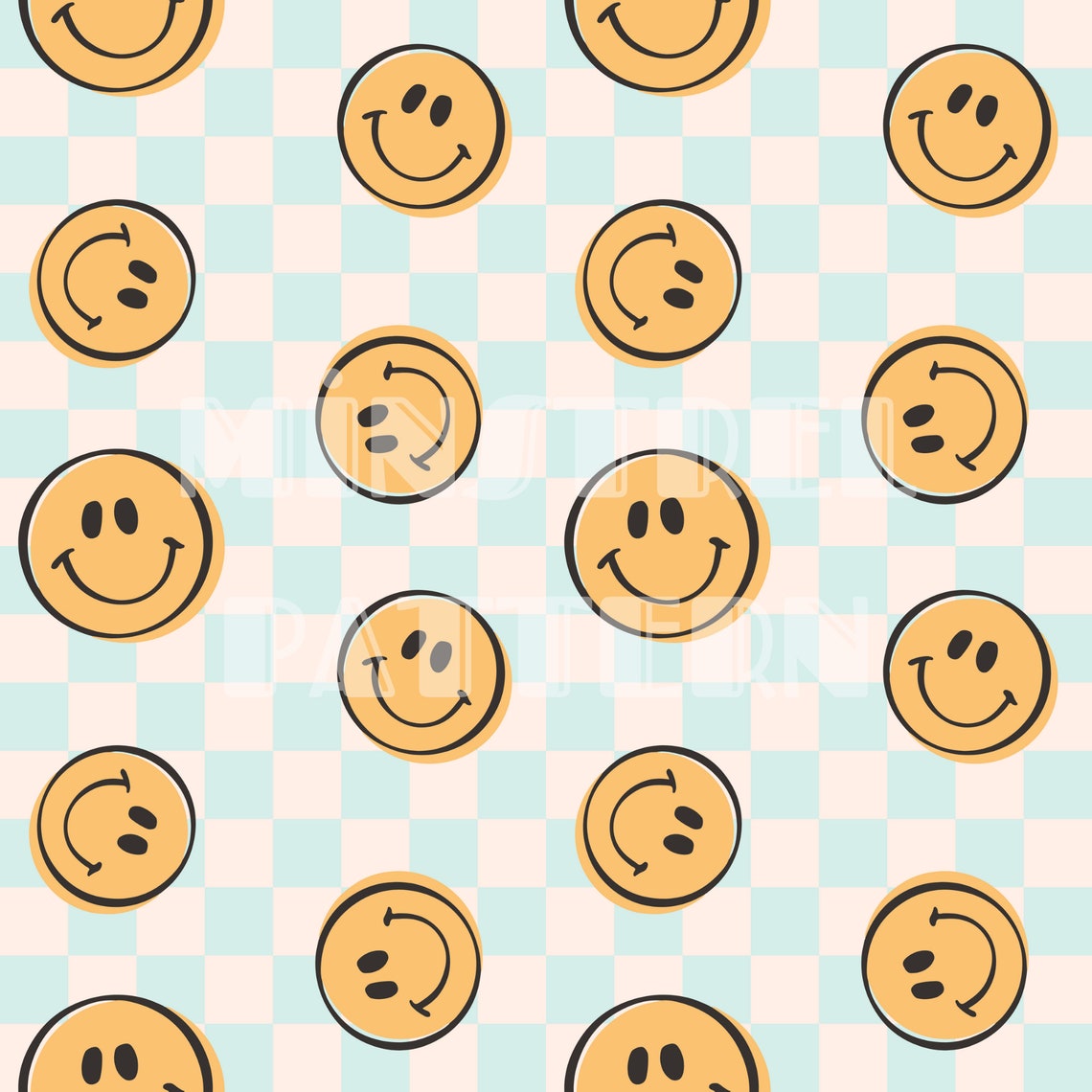Sublimation Check Pattern Retro Vintage Happy Face With Check Seamless Pattern Files for Boys ...
