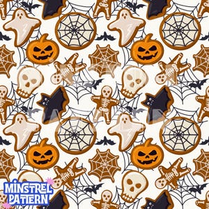 Naadloos Halloween-koekje, bedrukking op stof Halloween-herfst (digitale download)