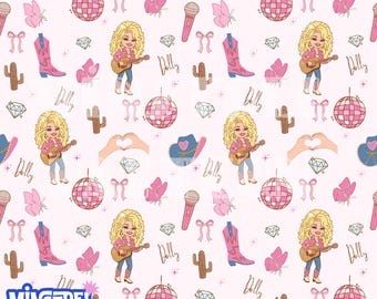 Forever Music Icon Seamless Pattern, Retro Country Singer Fabric Printing (Digital Download)