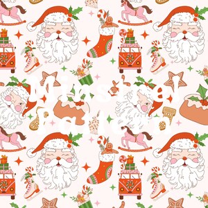 Cute Pink Christmas Seamless Digital Pattern Files for Fabric Design for Fabric Printing Sublimation Digital Paper File