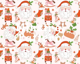 Cute Pink Christmas Seamless Digital Pattern Files for Fabric Design for Fabric Printing Sublimation Digital Paper File