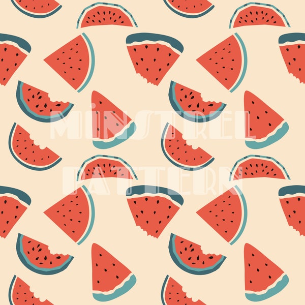 Watermelon Summer Seamless Pattern Files for Funny Beach Fabric Sublimation Printing Custom Fabric Design File