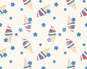 Helado patriótico rojo, azul y blanco con patrón de estrella sin costuras para impresión de tela por sublimación, archivo de sublimación, diseño de superficie