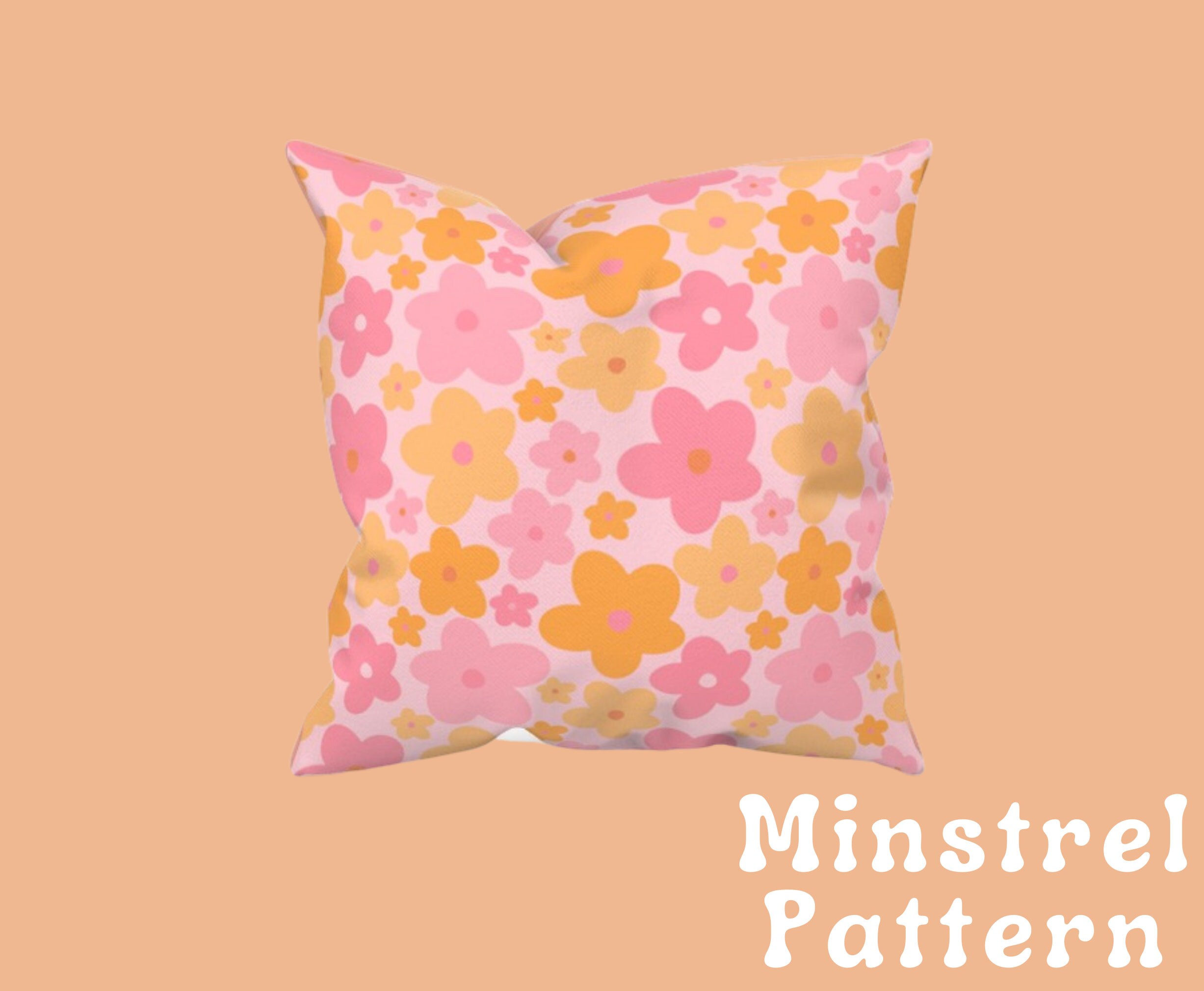 Seamless Spring Summer Coral Pink Retro Daisy Pattern for Fabric ...