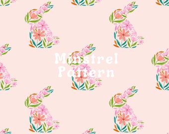 Floral Rabbit Easter Seamless Pattern Papers for Custom Fabric Printing Sublimation