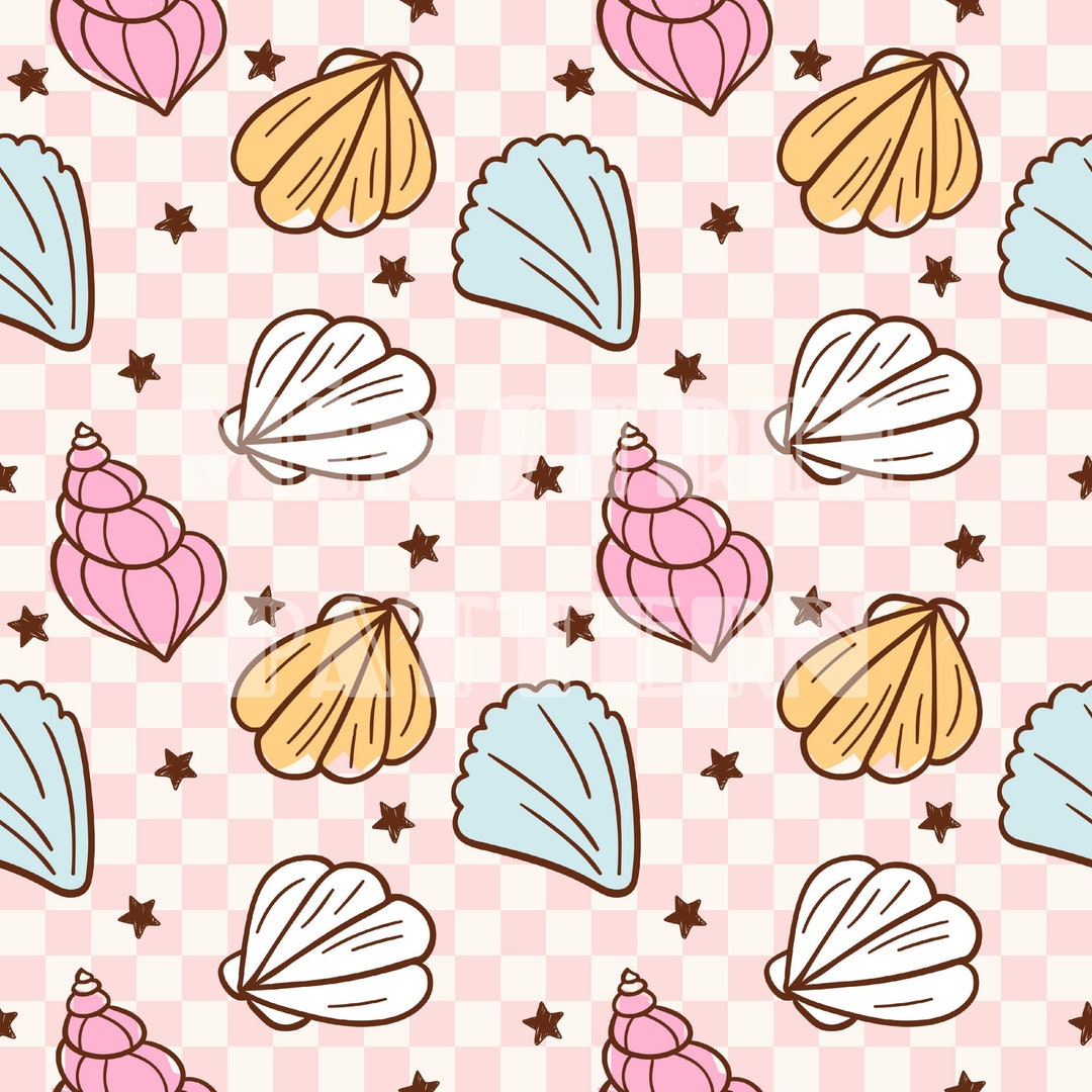 Pastel Summer Seashells Seamless Pattern Files for Fabric Sublimation ...
