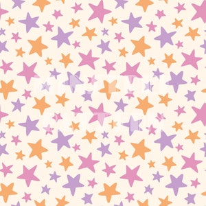 Halloween Girly Star Purple Pink and Orange Seamless Pattern for Basic Fabric Printing Sublimation, Sublimation File, Surface Design