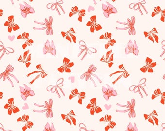 Patrón sin costuras de mini corazones con lazos rosados y rojos para el día de San Valentín para impresión de tela por sublimación, archivo de sublimación, diseño de superficie