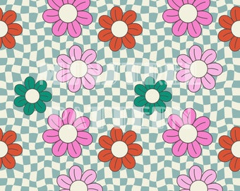 Wavy Checkered Christmas Flower Seamless Pattern for Christmas Fabric Printing Sublimation, Sublimation File, Surface Design