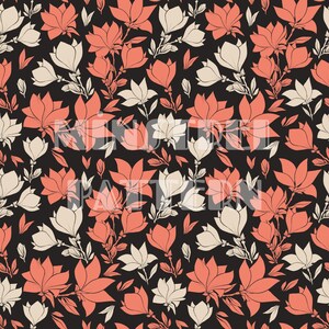Floral Seamless Pattern, Vintage Botanical Fabric Printing Sublimation, Red and Beige Floral Custom Fabric Design File, Floral Digital Paper