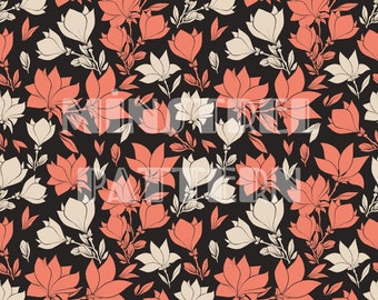 Floral Seamless Pattern, Vintage Botanical Fabric Printing Sublimation, Red and Beige Floral Custom Fabric Design File, Floral Digital Paper