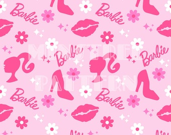 Retro Lips and Stilettos with Pink Floral Y2K Trendy 90s Doll Seamless Pattern Files for Fabric Printing Sublimation File, Commercial Use