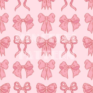 Coquette Pink Bows Seamless Pattern Files for Girly Fabric Sublimation Printing Custom Fabric Design File