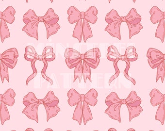 Coquette Pink Bows Seamless Pattern Files for Girly Fabric Sublimation Printing Custom Fabric Design File