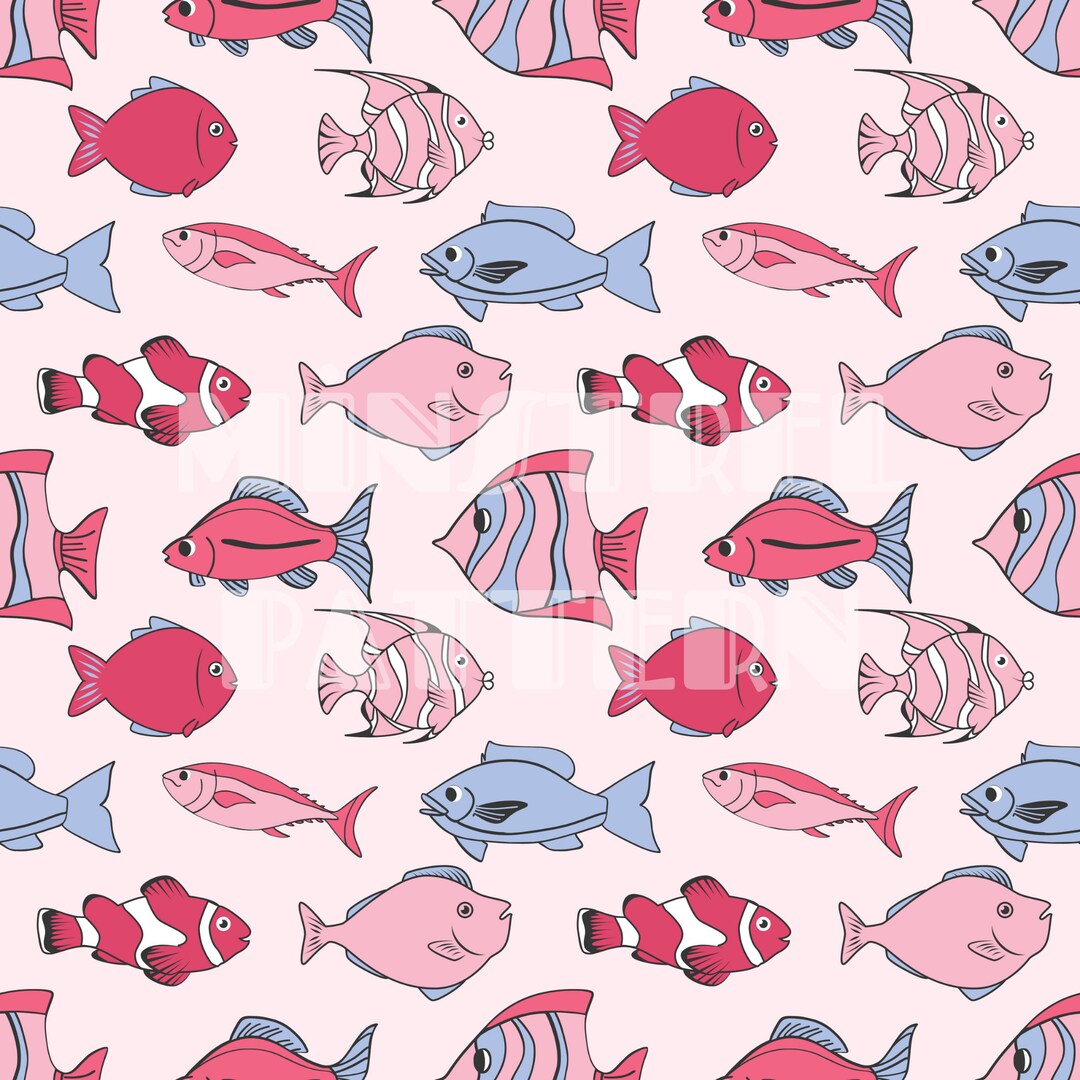 Cutie Pink Fish Seamless Pattern Files for Girly Fabric Sublimation ...