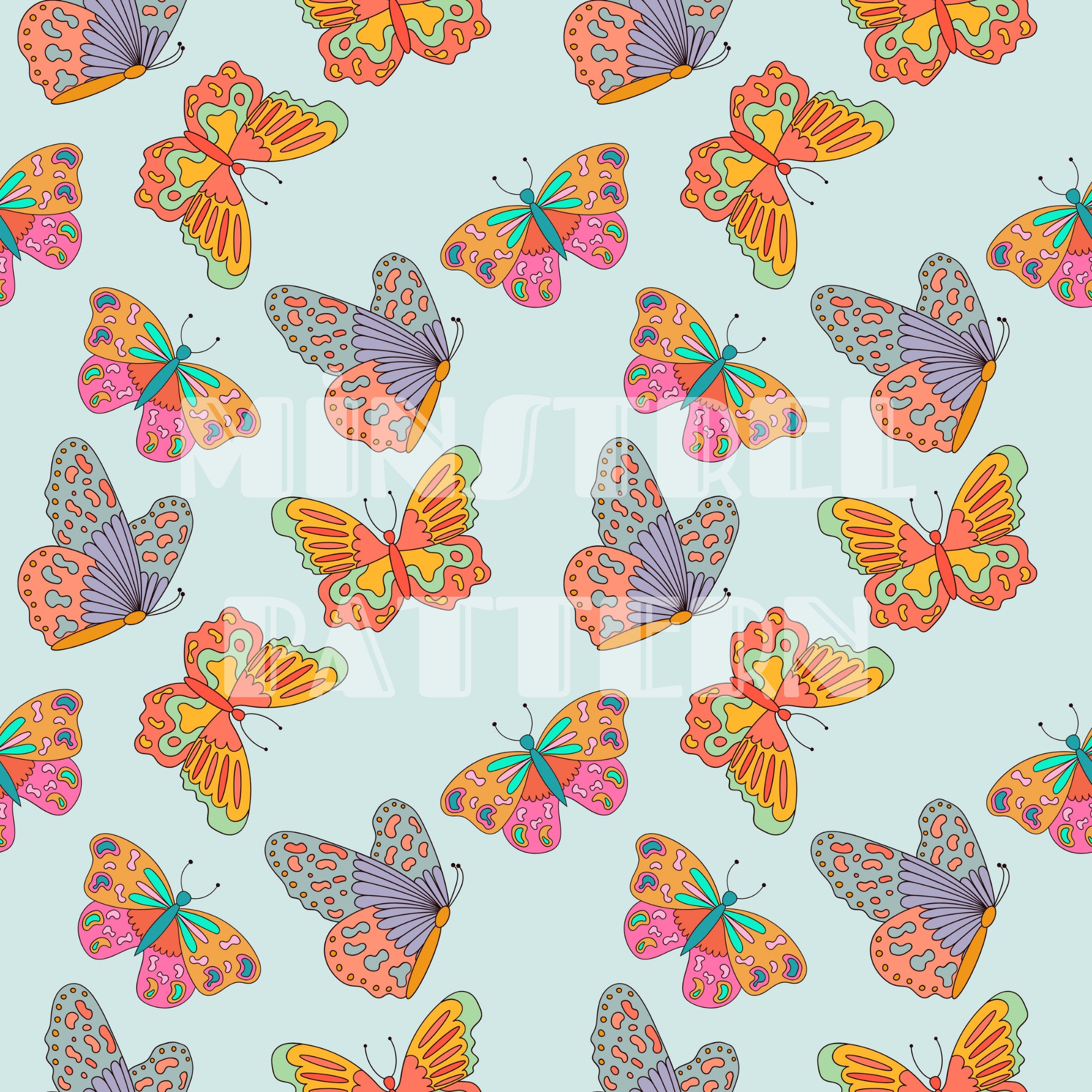 Groovy Spring Butterfly Seamless Pattern Files for Animal Fabric ...