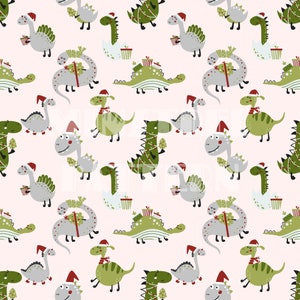 Weihnachten Dinosaurier Mädchen und Jungen nahtlose Muster Dateien für Weihnachten Stoff Sublimationsdruck Benutzerdefinierte Stoff Design Datei