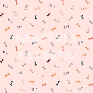 Boho Dogs Bone Seamless Pattern, Animal Food Fabric Printing Sublimation, Custom Fabric Design File, Bone Printable Paper Design File