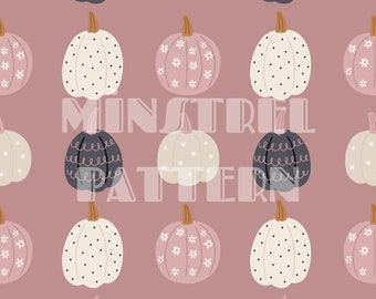 Boho Girly Pumpkin Seamless Pattern Files for Fall Fabric Printing Sublimation Design Digital Paper Custom Pattern File