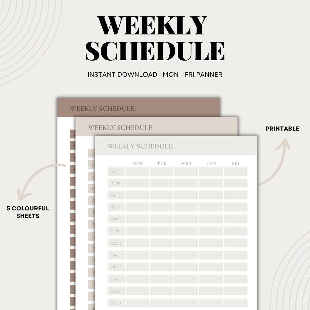 Printable Weekly Schedule Vol.2 - Etsy