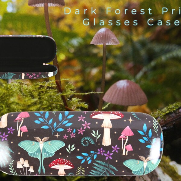 Dark Forest Mystical Glasses Case & Cloth - Woods mushroom fantasy magic mystical forager foraging
