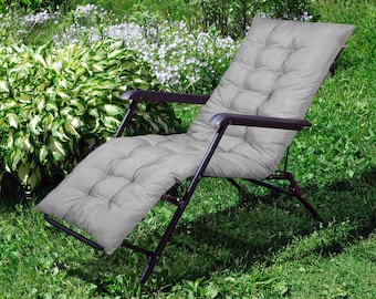Waterproof garden lounger cushion, tied with strings, 165x50cm