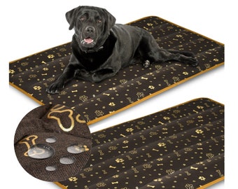 Dog bed MAT 100x70 cm Waterproof GOLDEN BONES, brown, 2 sizes