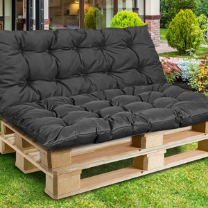 Garden cushion 120x80 cm for Pallet Bench Waterproof Black image 4