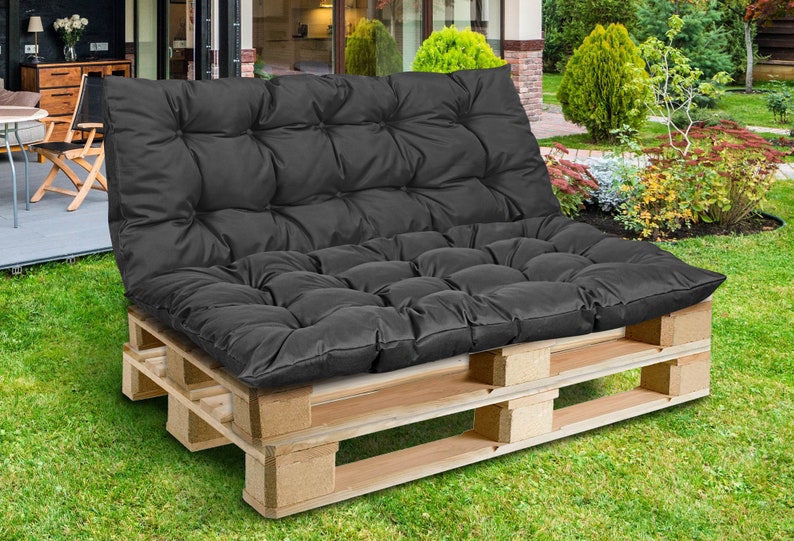 Garden cushion 120x80 cm for Pallet Bench Waterproof Black image 4