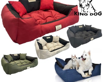 KINGDOG wasserdichtes Hundebett, Farbe ROT, personalisierbar, verschiedene Größen.