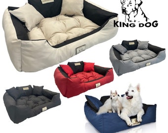 KINGDOG dog bed in beige, personalized with your name! waterproof, various sizes.