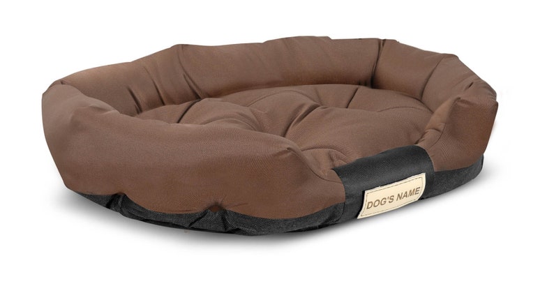 KINGDOG ovales wasserdichtes Hundebett, personalisierte Größen M-XXL, verschiedene Farben Braun