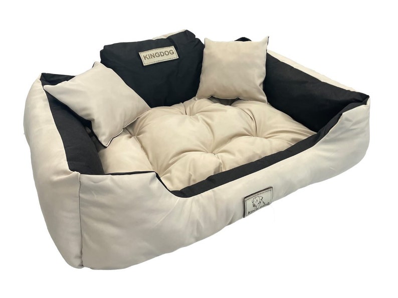 KINGDOG personalisiertes wasserdichtes Hundebett, verschiedene Größen und Farben Beige