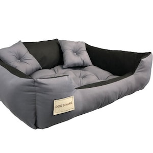 Personalized, durable, MICROFIBER dog bed, gray S-XL image 5
