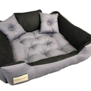 Personalisiertes, langlebiges Hundebett aus MIKROFASER, grau S-XL Bild 6