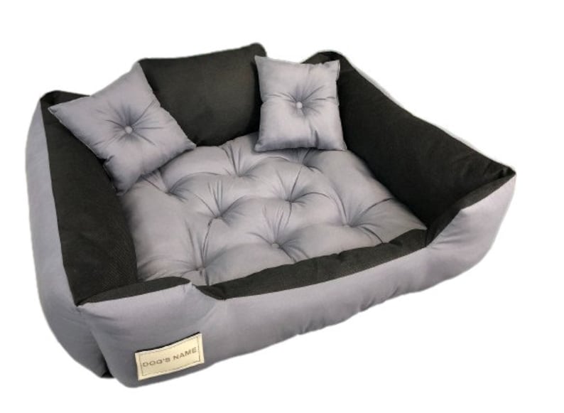Personalized, durable, MICROFIBER dog bed, gray S-XL image 6