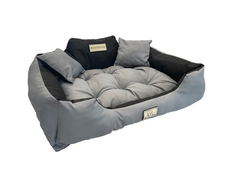 KINGDOG personalized waterproof dog bed, various sizes and colors Ciemno szary