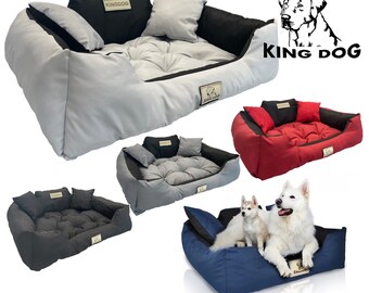 KINGDOG dog bed in light gray, personalized with your name! waterproof, various sizes.