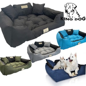 Lit pour chien KINGDOG, NOIR, Imperméable, Personnalisé, différentes tailles !