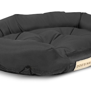 KINGDOG ovales wasserdichtes Hundebett, personalisierte Größen M-XXL, verschiedene Farben Schwarz