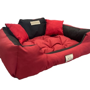 KINGDOG personalized waterproof dog bed, various sizes and colors Red