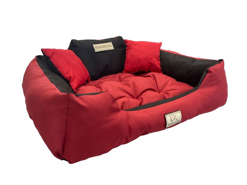 KINGDOG personalized waterproof dog bed, various sizes and colors Red